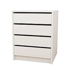 pegane Commode rangement Blanc 4 tiroirs