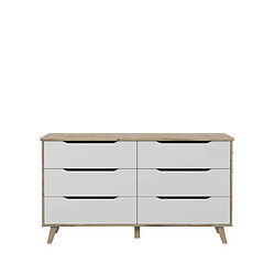 Avis Commode 6 tiroirs bois - Blanc et chêne