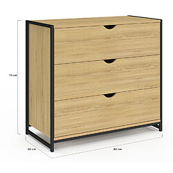 Idmarket MARKET DETROIT Commode - Bois et Métal Noir pas cher