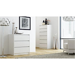 selsey Commode Climiconia - Blanc Commode - 3 tiroirs - Minimaliste - Panneaux de particules mélaminées - 70 x 40 x 77 cm