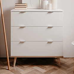 Mes Finori Commode Göteborg 1 - Blanc et chêne sonoma Commode - 3 tiroirs - Pieds en bois massif - Design scandinave