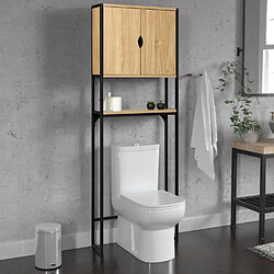 Idmarket MARKET DETROIT Meuble WC - Bois et Métal Noir