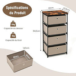 Helloshop26 Commode tissu 4 tiroirs - Marron