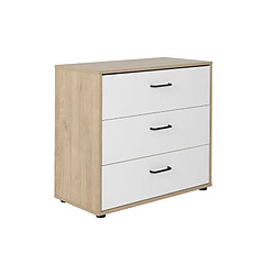 But ERWAN - Chêne/Blanc Commode - 3 tiroirs - Fabrication française