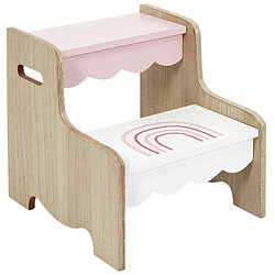 The Home Deco Kids Marchepied enfant Arc en ciel Marchepied enfant - MDF - Rose et blanc - 36 x 36 x 30 cm - Motif Arc en ciel