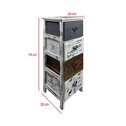 Mobili Rebecca Commode Rétro - Blanc Gris Marron