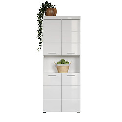 Pegane Colonne salle de bain 2 portes - Blanc mat