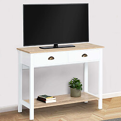 Avis Idmarket Market Isis - Console 2 tiroirs bois blanc