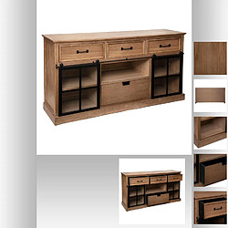 Acheter Atmosphera Buffet d'intérieur 2 Portes 4 Tiroirs Danik - Noir et bois