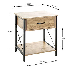 Pegane Console en chêne clair et métal Noir