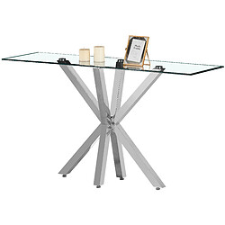 Vivenla Console Russo - Argenté et Transparent Console design - Verre et acier - 150 x 45 x 80 cm - Collection Russo