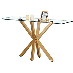 Vivenla Console design RUSSO verre et acier Console design - Miroir et acier poli - 150 x 45 x 80 cm - Or et transparent