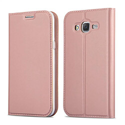 Cadorabo Galaxy Grand Prime - Rose Étui Classy or rose - Compartiments pour cartes - Fonction stand
