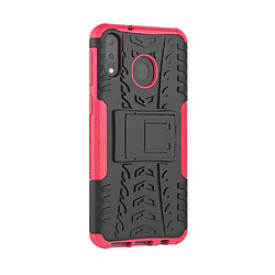 Wewoo Coque Renforcée Pneu Texture TPU + PC antichoc pour Galaxy M20 avec support rose