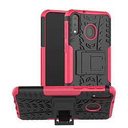 Wewoo Coque Renforcée Pneu Texture TPU + PC antichoc pour Galaxy M20 avec support rose