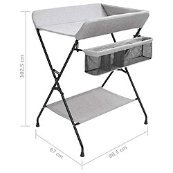 vidaXL Table à langer Gris clair pas cher