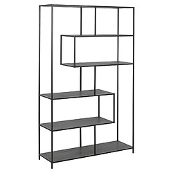 Toilinux Grande Bibliothèque haute 5 étagères asymétriques en MDF et métal - Noir