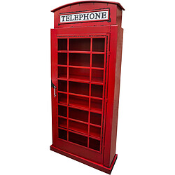 Antic Line Créations Bibliothèque cabine téléphonique - Fer - Rouge - 207 x 96 x 33 cm