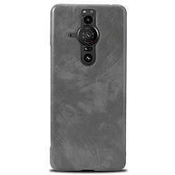 Coque Sony Xperia Pro-I - Gris Litchi Coque TPU - Motif litchi - Anti-rayures - Protection caméra