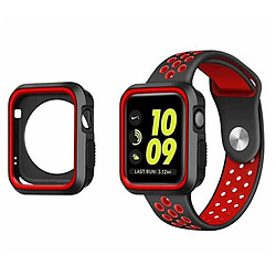 Phonecare Apple Watch Series 5 Kit Coque et Bracelet - Noir/Rouge Kit pour montres connectées - Coque de protection et bracelet bicolore - Compatible Apple Watch Series 5