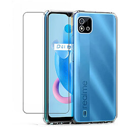 Little Boutik Coque Silicone Transparente - Realme C11 2021 Coque en silicone avec verre trempé - Design léger et clair - Protection fiable