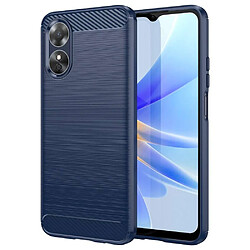 Htdmobiles Oppo A17 - Coque silicone bleu foncé Coque en silicone aspect carbone - Protection contre chocs et rayures - Accès libre aux connectiques - Apparence esthétique