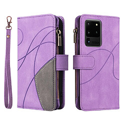 Etui Violet Samsung Galaxy S20 Ultra 5G Coque portefeuille - Design en marbre - Poche zippée