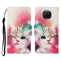 Etui PU pour Xiaomi Mi 10T Lite 5G/Redmi Note 9 Pro 5G - Chat mignon Étui en PU - Impression de motifs - Support intégré - Sangle incluse