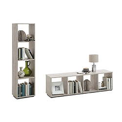 MES Bibliothèque VOSKA 4 Niches Chêne Grisé