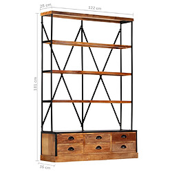 vidaXL Bibliothèque à 4 étagères avec 6 tiroirs Manguier pas cher