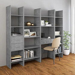 vidaXL Ensemble bibliothèque 4 pcs - Gris béton