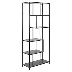 Toilinux Bibliothèque 5 étagères asymétriques en MDF et métal - Noir