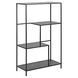 Toilinux Bibliothèque 3 étagères asymétriques en Métal et Mélamine - H.114 cm - Noir
