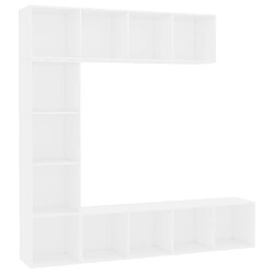 VidaXL Ensemble bibliothèque/meuble TV Blanc 180x30x180 cm