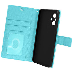 Avizar Étui portefeuille pour Oppo Reno8 Lite 5G - Bleu Housse intégrale en simili cuir - Compartiments cartes et billets - Fonction support