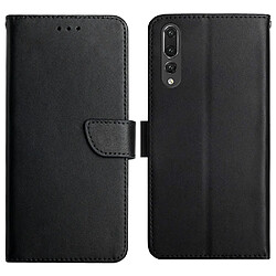 Etui Huawei P20 Pro - Noir texture nappa Etui cuir véritable - Fermeture aimantée - Support intégré