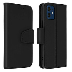 Avizar Housse Cuir Apple iPhone 12 / 12 Pro - Noir