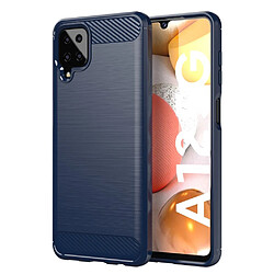 Coque en TPU texture fibre de carbone pour Samsung Galaxy A12 - Bleu