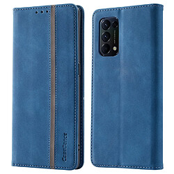 Etui pour Oppo Find X3 Lite/Reno5 5G - Bleu Coque en cuir PU et TPU - Anti-choc - 2 fentes pour cartes - Poche pour espèces - Compatible chargement sans fil