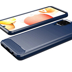 Coque en TPU texture fibre de carbone pour Samsung Galaxy A12 - Bleu