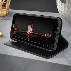 Avizar Samsung Galaxy S7 Edge - Housse cuir noire pas cher