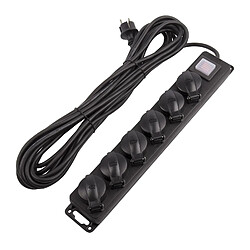 Ledkia Bloc multiprise 6 prises - Noir