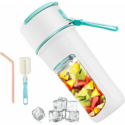 Vendos85 Smoothie Blanc Blender portable - 0.34L - 55W - 12 lames inox. - Type-C rechargeable - Sécurité intégrée