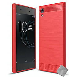 Htdmobiles HTD Mobiles Sony Xperia XA1 Plus - Rouge Coque silicone gel carbone - Verre trempe inclus - Protection anti-choc - Accès complet
