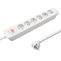 Multiprise 6 prises avec interrupteur - Blanc