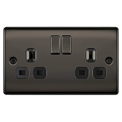 Double prise à interrupteur - Acier brossé