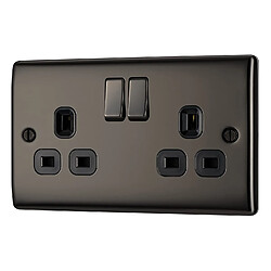 Double prise à interrupteur - Acier brossé