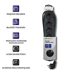 Bloc multiprise parasurtension 5 prises - Noir