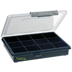 Raaco Assorter 6-12 Boîte assortiment - 12 compartiments fixes - Polypropylène - Serrure coulissante - Idéale petites pièces