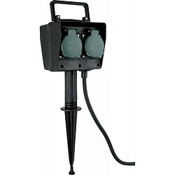 Fp UniTEC Piquet jardin double prise - Noir